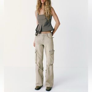 ZARA RUFFLED GABARDINE TOP NWT M